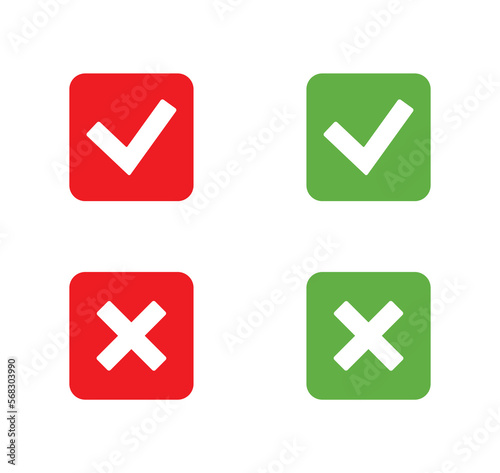 Check marks yes and no vector design. Set of check marks yes and no.