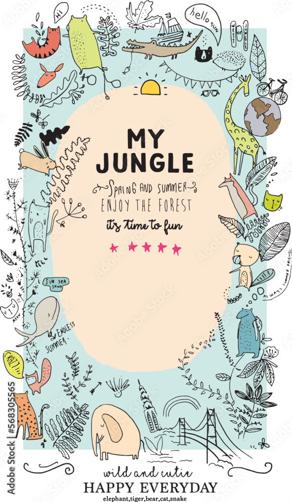 jungle illustration print kids