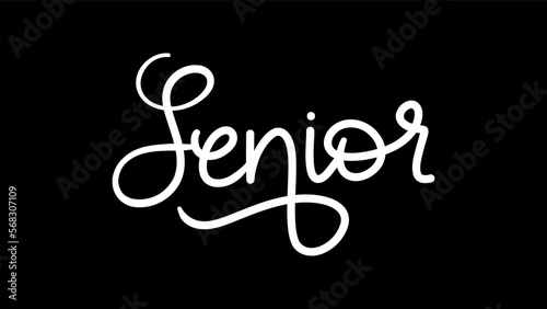 Senior handwritten on black background , Congratulations Graduates Class 2023. Template for graduation design ,Vector illustration EPS 10