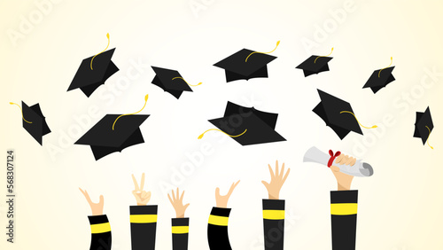 Graduation cap in Congratulations . Template for graduation design isolated on white background ,Vector illustration EPS 10
 