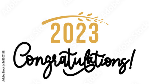 Congratulations hand written Graduates Class 2023. Template for graduation design ,Vector illustration EPS 10