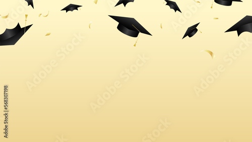 Graduation cap backdrop on isolated seamless , Congratulations Graduates Class 2023. Template for graduation design ,Vector illustration EPS 10