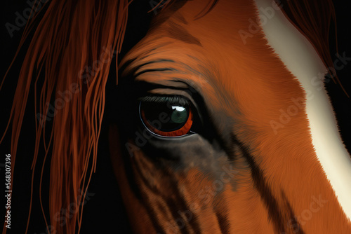 Horse nose in fine art with touch hairs. Generative AI