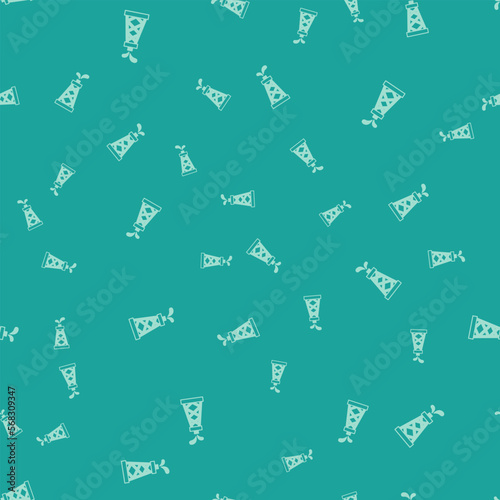 Green Oil rig icon isolated seamless pattern on green background. Gas tower. Industrial object. Vector