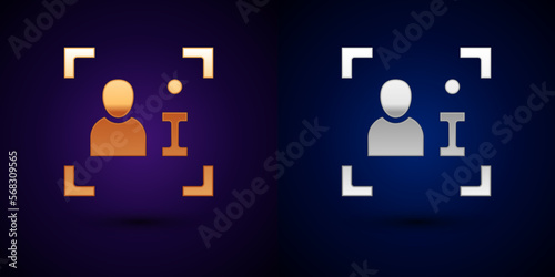 Gold and silver Television report icon isolated on black background. TV news. Vector