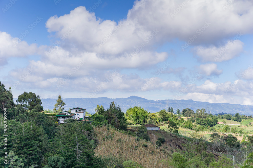 Fototapeta premium farms in the mountains of Marinilla in Colombia