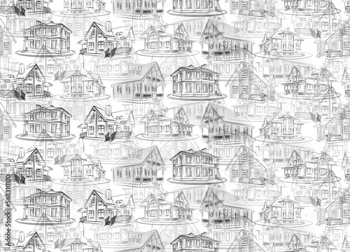 The seamless background with cottages.