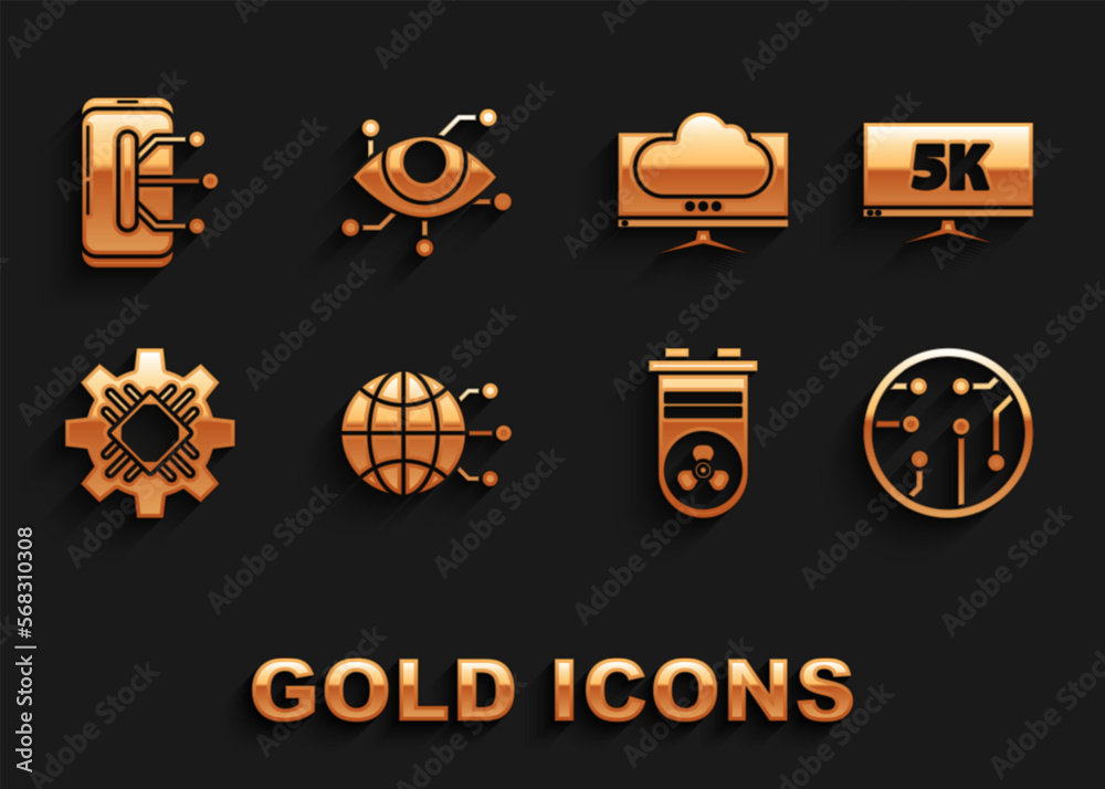 Set Global technology or social network, Monitor display with 5k video, Processor, Video graphic card, Computer monitor screen, Smartphone, mobile phone and Virtual reality icon. Vector Set Global technology or social network, Monitor display with 5k video, Processor, Video graphic card, Computer monitor screen, Smartphone, mobile phone and Virtual reality icon. Vector