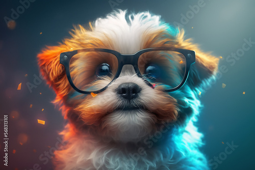 Cute Puppy With Glasses