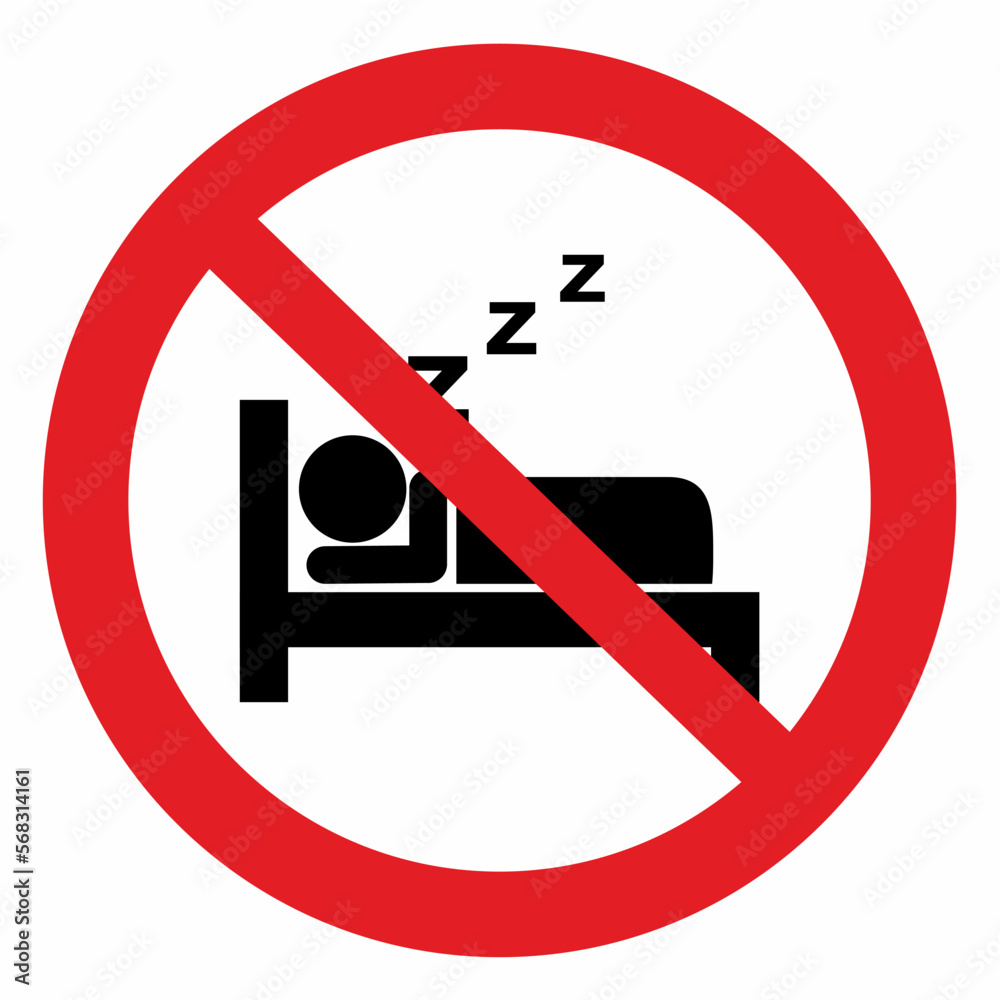 No sign, no sleeping outside, sleepover ban, vector No sign, no sleeping outside, sleepover ban, vector