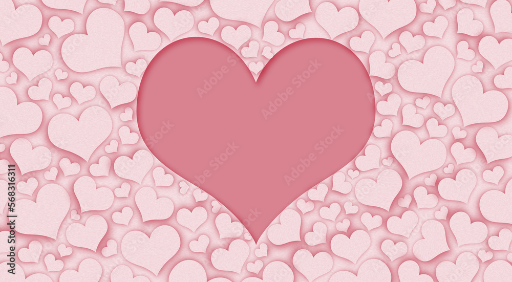 pink background with hearts for valentine day