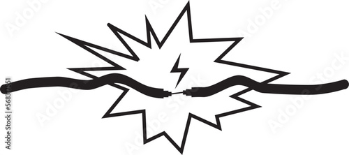 line art illustration of a exposed electrical wire hazard on a white background