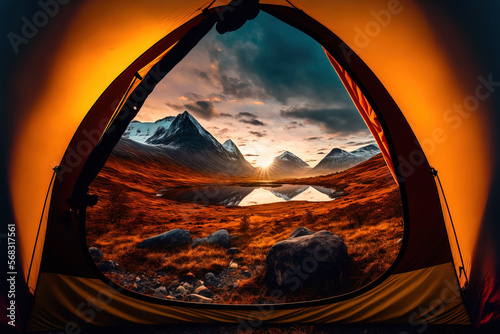 the dawn inside a tent. Generative AI