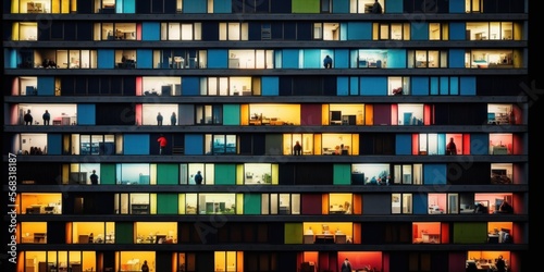 colorful apartment building A Burst of Color and Life Generative AI