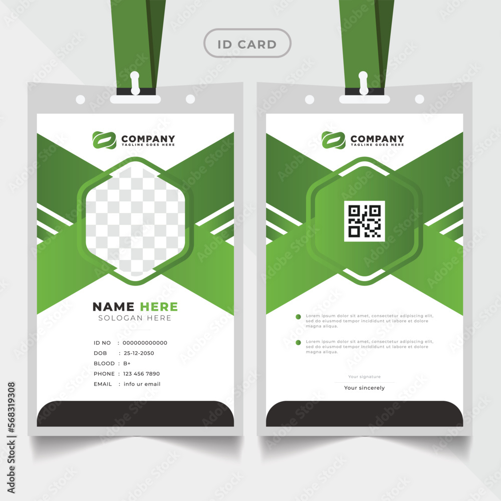 Corporate Id card design with Modern Identity Card Template. Id card with lanyard set isolated vector illustration Corporate Id card design with Modern Identity Card Template. Id card with lanyard set isolated vector illustration