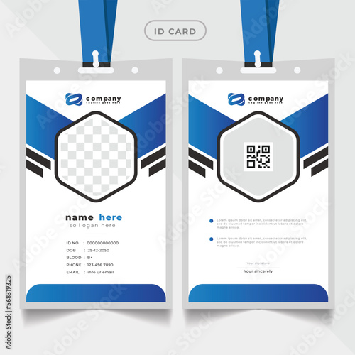 Corporate Id card design with Modern Identity Card Template. Id card with lanyard set isolated vector illustration