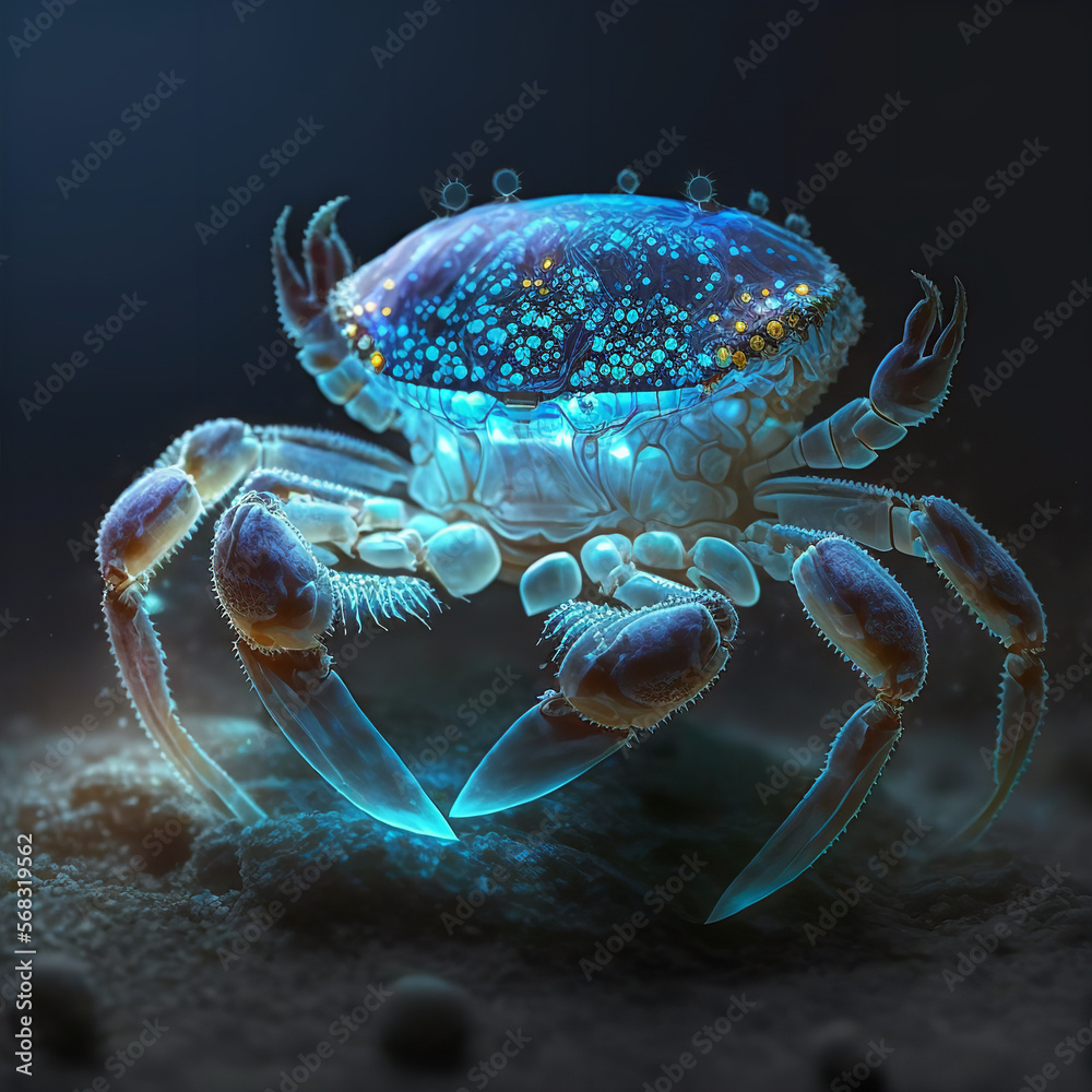 bioluminescent Crab Generative AI bioluminescent Crab Generative AI