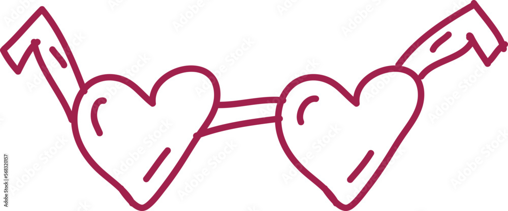 Heart-Shaped Glasses: Hand-Drawn Valentine's Day Heart Glasses Illustration
