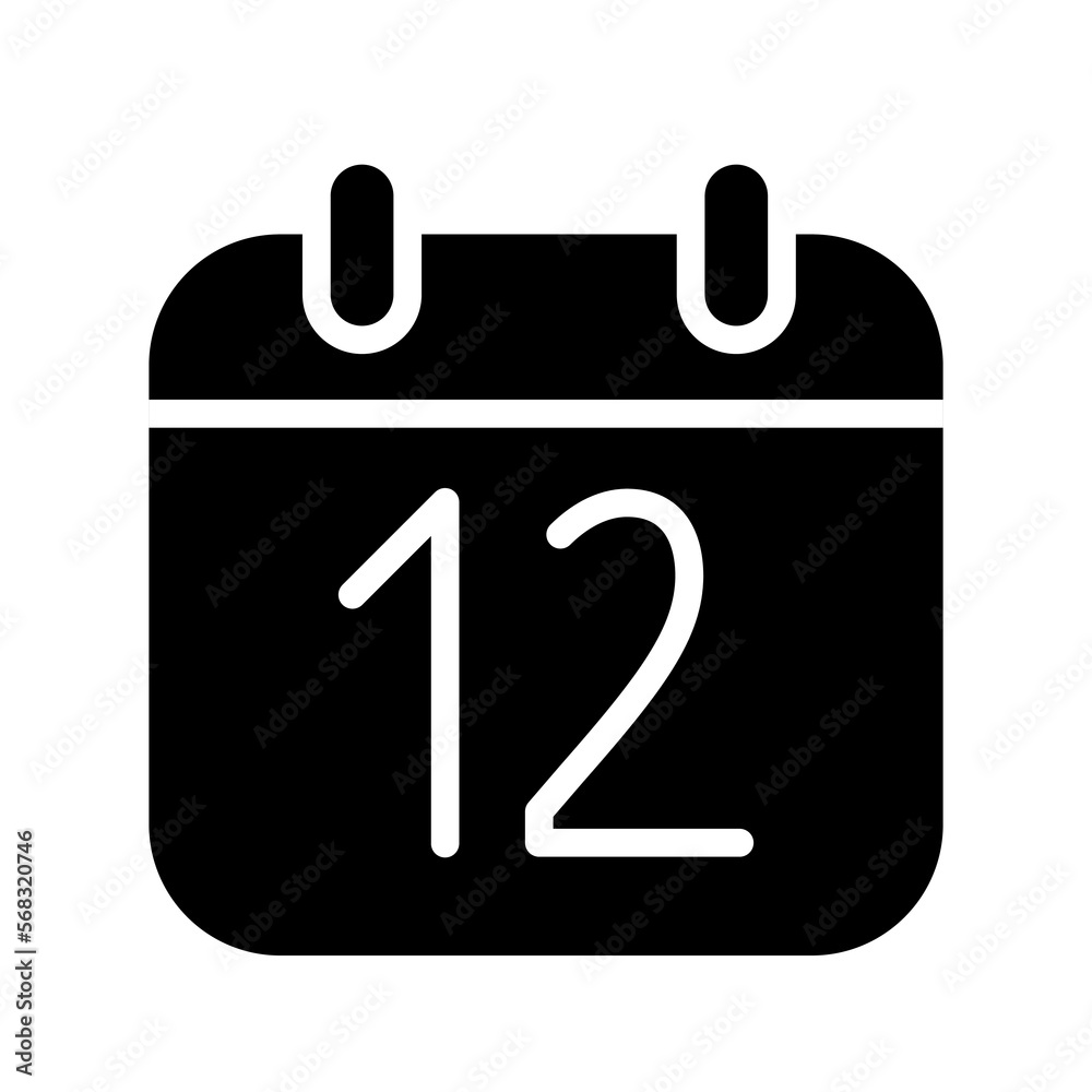 Silhouette calendar 12 date isolated vector illustration Silhouette calendar 12 date isolated vector illustration