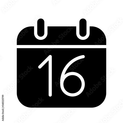 Silhouette calendar 16 date isolated vector illustration