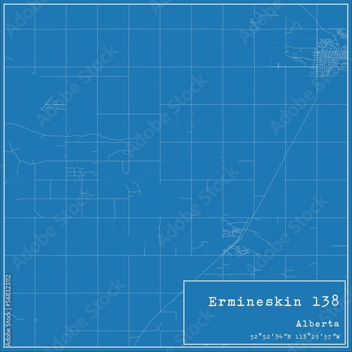 Blueprint Canadian city map of Ermineskin 138, Alberta.