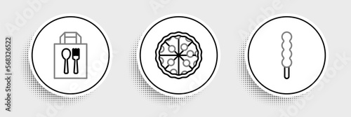 Set line Lollipop, Online ordering and delivery and Pizza icon. Vector