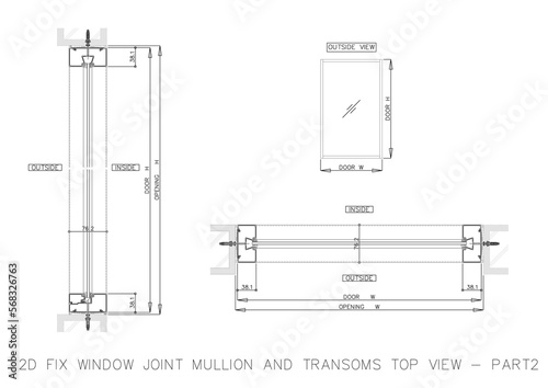 Photography 2D FIX WINDOW JOINT MULLION AND TRANSOMS TOP VIEW