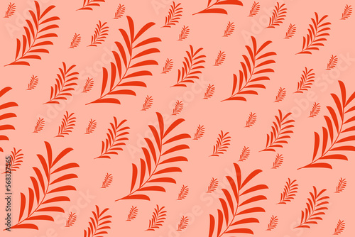 Seamless floral pattern. Endless background with orange leaves. Monochrome wallpaper and bed linen print. Nature backdrop in japanese style.