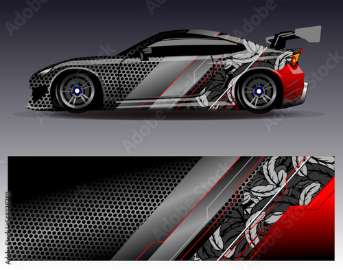 Car wrap design vector. Graphic abstract stripe racing background kit designs for wrap vehicle  race car  rally  adventure and livery