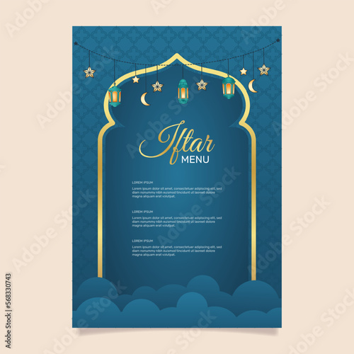 Flat iftar vertical menu template. - Vector.