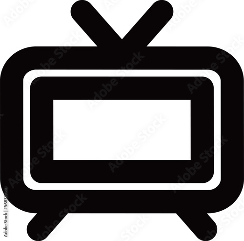 テレビの黒の線画アイコン