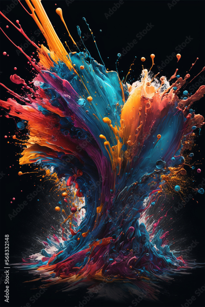 Fototapeta premium Eternal Splashing Oil Paint. Explosion of Colorful Oil Paint