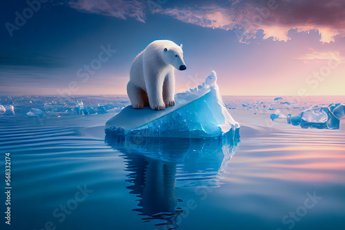 polar bear trapped in a block of ice
