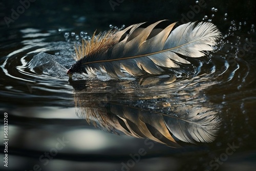 beauticul feather in the water photo