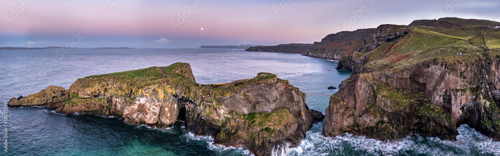 Fototapeta premium Aerial view of Ballintoy Harbour near Giants Causeway, County. Antrim, Northern Ireland, UK