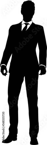 Silhouette business person man in a smart suit and tie.