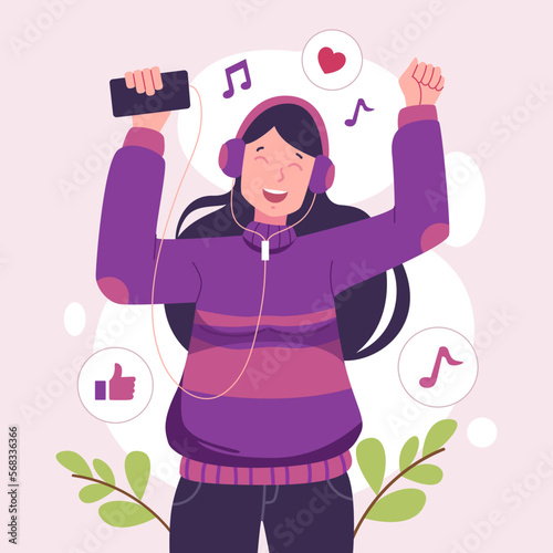 Pleasure in loving yourself or self-satisfaction Passion or enjoyment of being alone Employee well-being concept Happy woman living alone with a smiling face