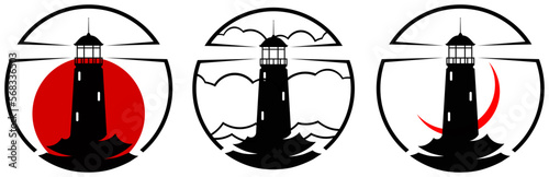 Round logo with a lighthouse