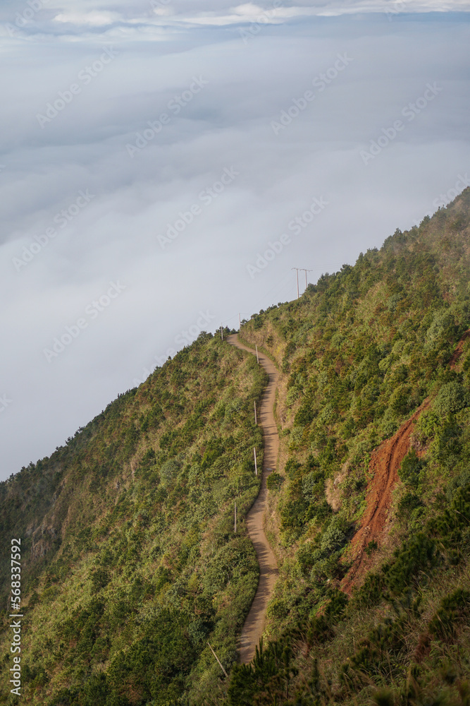 Beautiful view from the top of the mountain, cloud hunting in Ta Xua, Son La, Vietnam