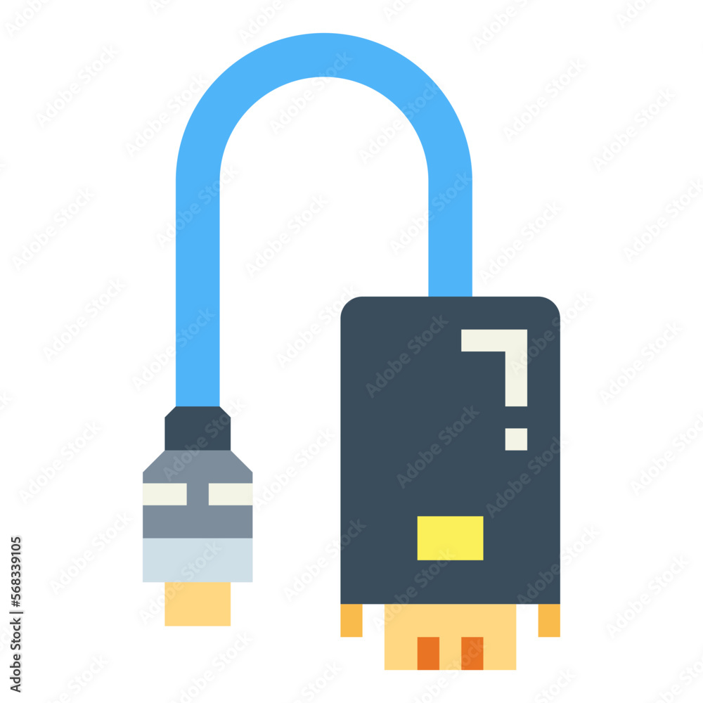 Monitor Adapter flat icon style Monitor Adapter flat icon style
