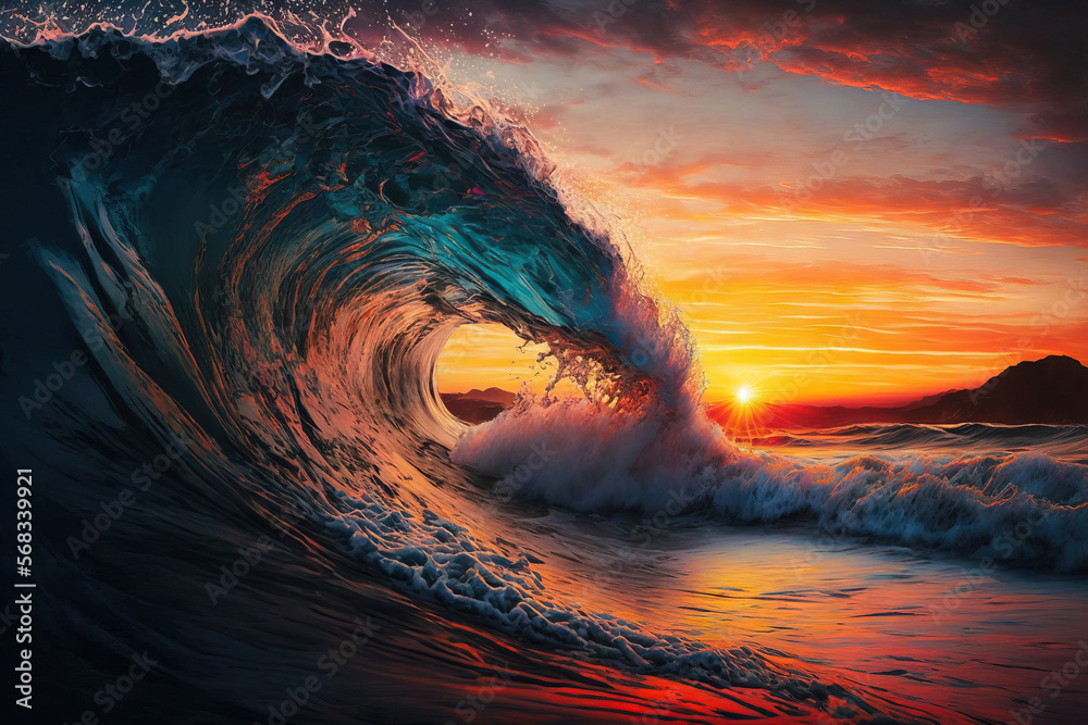 Beach waves sunset outlet