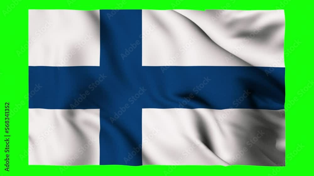 Flag of Finland waving isolated by the alpha channel(transparent background).Highly detailed fabric texture. Seamless loop in full 4K resolution.Finnish flag. Flag of Finland waving isolated by the alpha channel(transparent background).Highly detailed fabric texture. Seamless loop in full 4K resolution.Finnish flag.