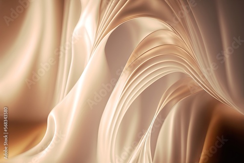 beige abstract silky background with folds and ripples, generative ai composite