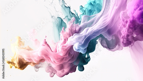 Abstract soft colorful ink splash in water background , Generative Ai
