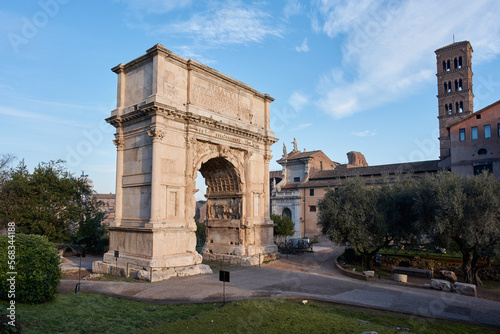 Fotografie Arch Of Titus (Arco di Tito) at the Roman Forum, Rome