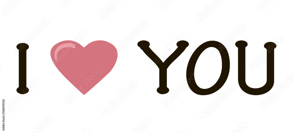 I love you. I heart you for valentines day greeting card. Lettering vector illustration for poster, card, banner valentine day, wedding. Hand drawn word - love you, red heart.