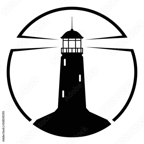 Round logo with a lighthouse