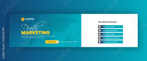 Digital marketing large web banner or Corporate business banner template. Digital marketing banner template. Digital business marketing social media post template. Real estate web banner template.