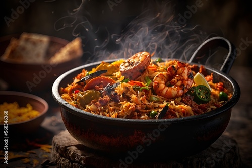 Homemade cajun jambalaya closeup photo