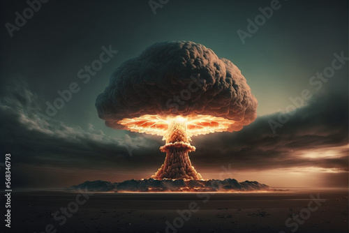 Atomic Bomb: A visual representation of the devastating power of the atomic bomb and the impact it has on humanity and the world. AI Generated.